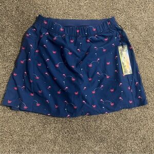 Navy Golf Skirt with Pink Flamingo Print